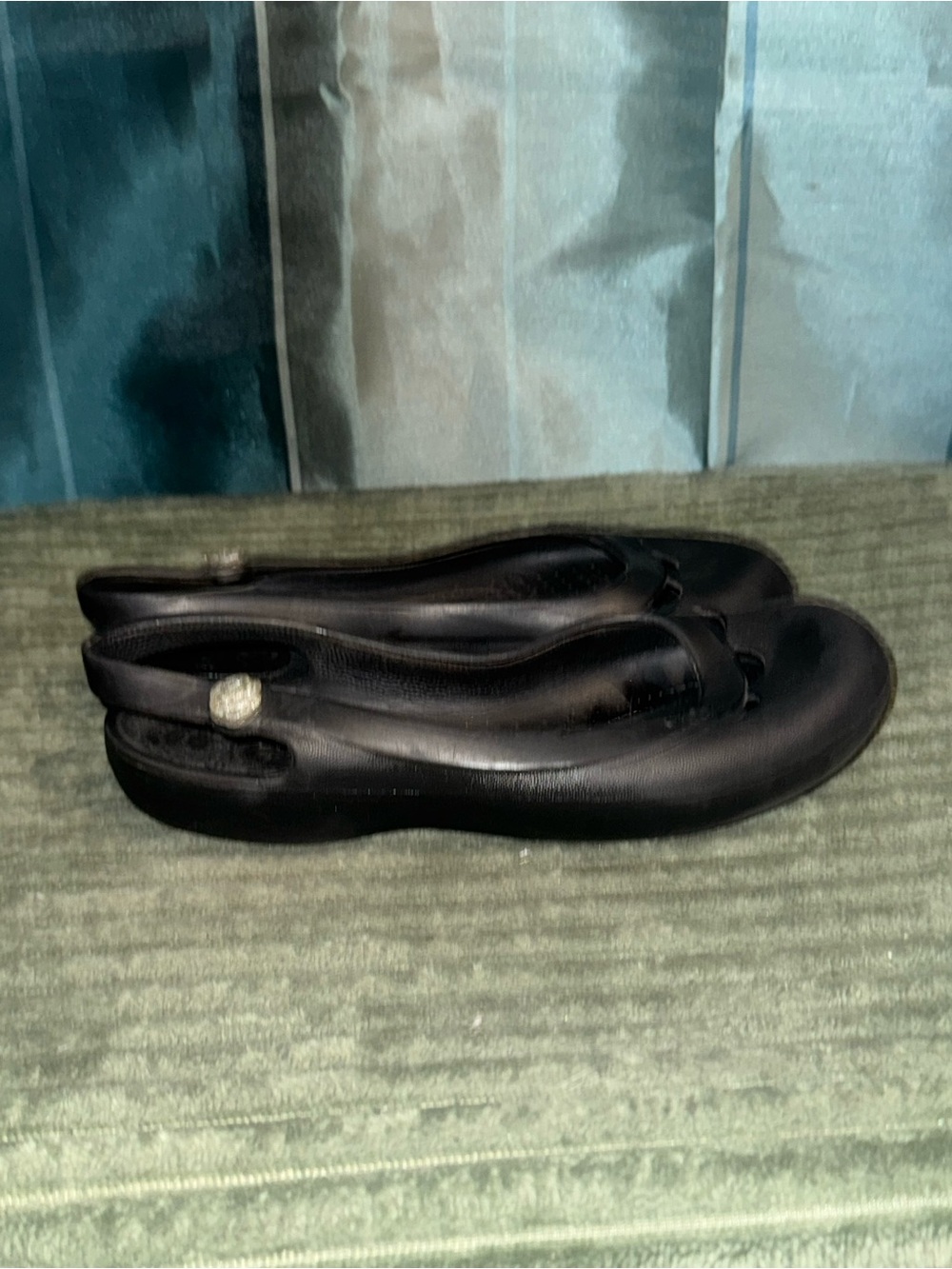 CROCS Black Women's Slip-On Ballet Flats with Button Accent